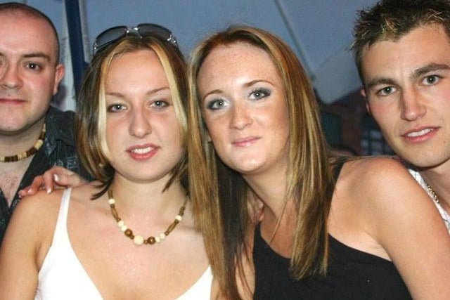 Karl, Keeley, Josie and Mark have a night out in 2005.