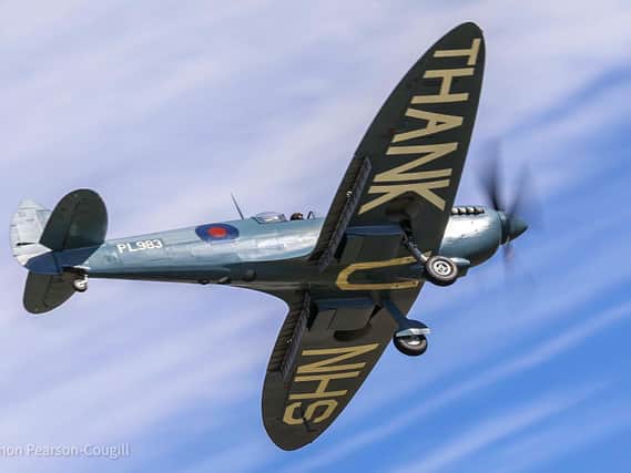 The Spitfire over Blackpool on Sunday (Pic: Simon Pearson-Cougill)