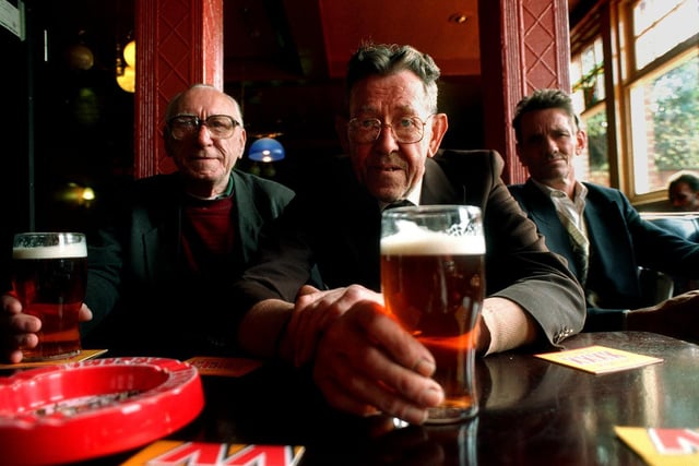 The Fforde Grene pub at Harehills was threatened with closure. Pictured are 
customers Jack Senior, Larry Callaghan and John Dowkes, who had been drinking here for over 40 years.