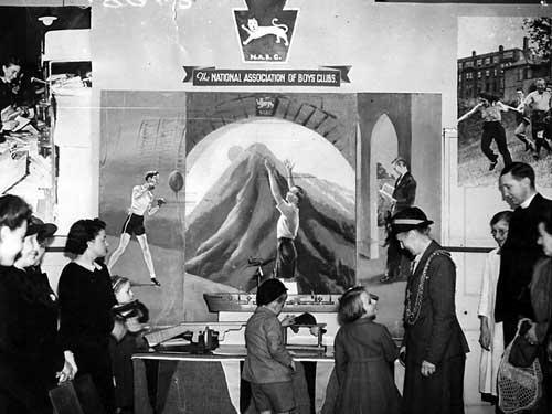 Another photo from the Youth Week exhibition held at Lewis's in June 1943. The Lord Mayor, Miss Jessie Beatrice Kitson is on the right at the stand put up by the National Association of Boys Clubs.