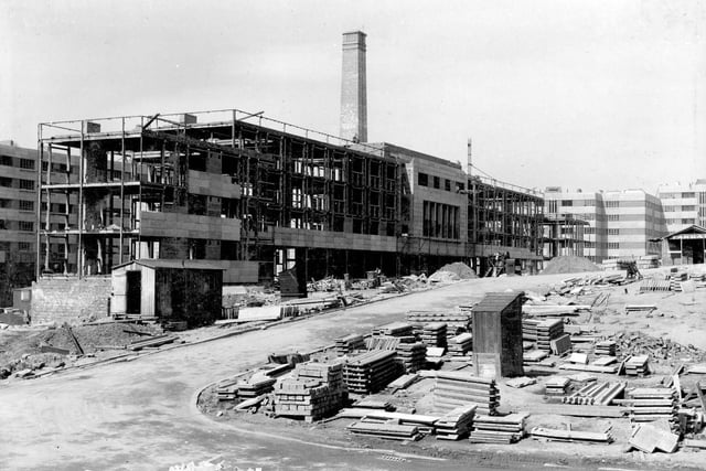 Building work in progress on the Garchey refuse station in May 1939. This was a much lauded innovation in waste disposal. But persistant problems with the system led to major breakdowns which in the end helped condemn the flats.