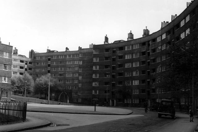A view of flats from inner courtyard in June 1967.
