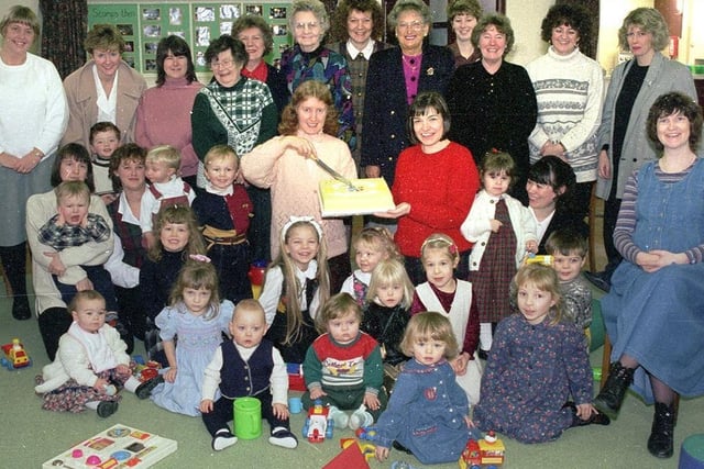 RETRO 1996 - Scamps playgroup at St Anne's Church Shevington celebrate 10 years in 1996.