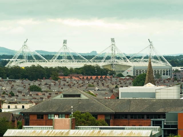 Deepdale home of Preston North End stands out amongst its surroundings.