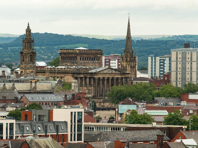 Looking towards the city centre The Harris Museum can be seen in all its splendour.