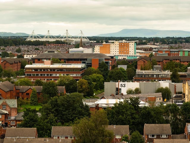 Looking out towards the Deepdale area of Preston.