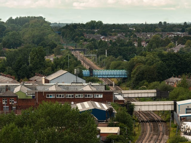 Train tracks leading out of Preston and towards Cadley.