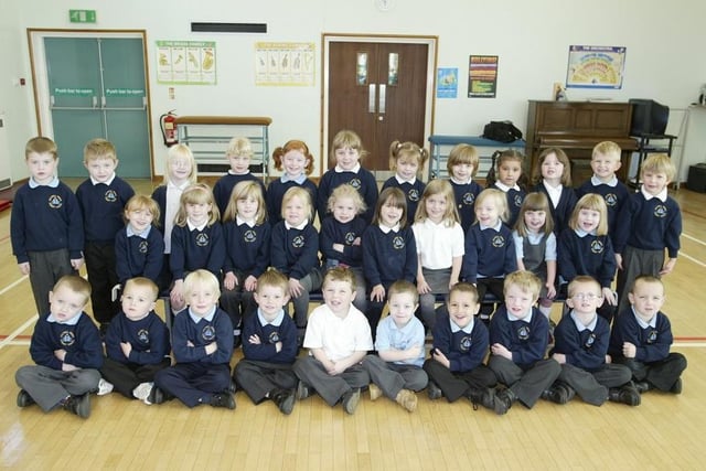 Pupils of the reception class at Holywell Green School in 2004.