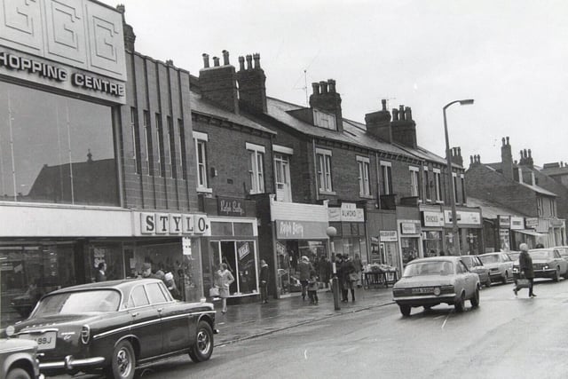 Part of the shopping parade on Austhorpe Road in January 1973.
