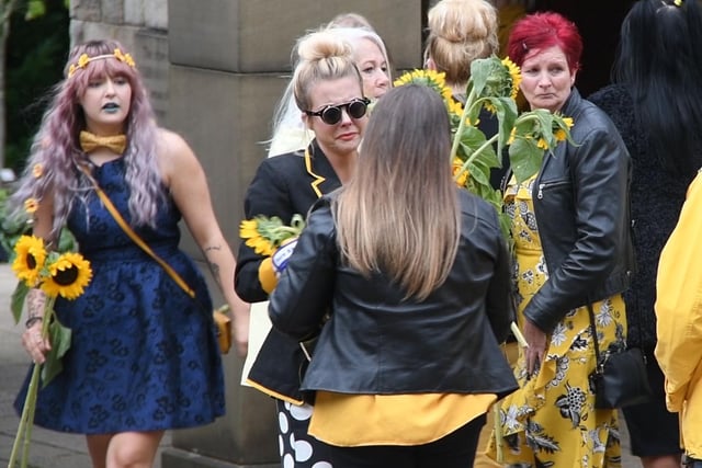 Mourners wore yellow at the funeral of well known and much loved Burnley mum of three Nikki Sawley
