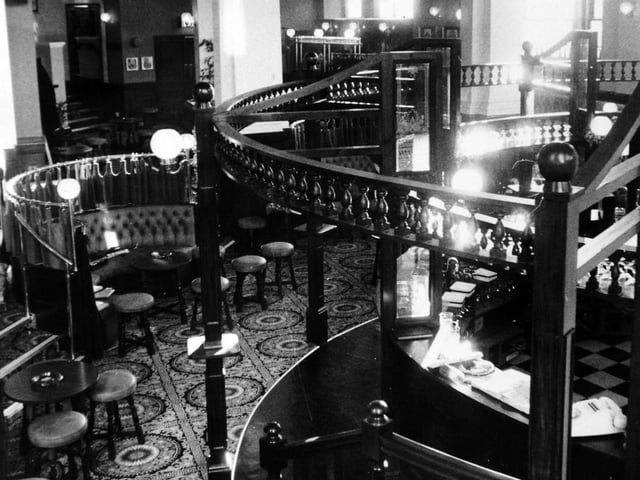 The round bar and the gallery restaurant in the Yorkshire Crown pictured in January 1977.