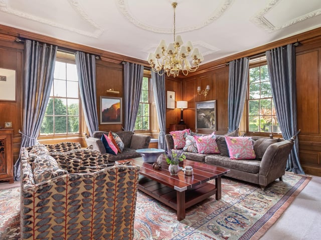 The family room is light and airy