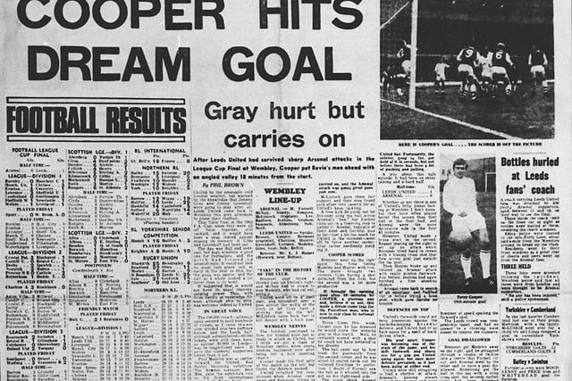 The back page of your Yorkshire Evening Post headlined 'Cooper hits dream goal'