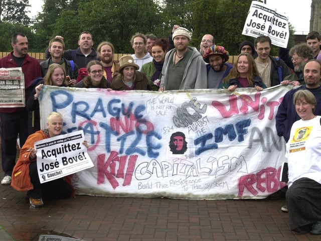 The Leeds S 26 collective, a group of protesters who travelled to Prague a demonstration. They ended up footing a £1,200 bill after the coach they were travelling in broke down.
