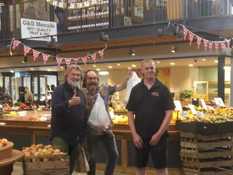 With Colin Hitchcock, owner of All Seasons fruit and vegetables.