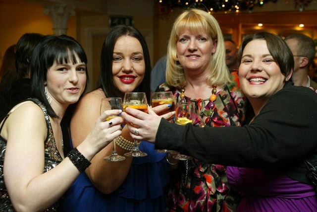 Big night out Christmas parties in2009 at Berties, Elland. From Aflex Hose. Pictured are Melissa Crabtree, Melanie Rotherforth, Bev Bedford and Tracy Thomas.