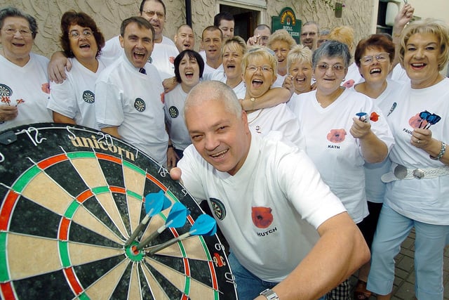 The British Legion in Scarborough have a 24 hour darts charity match.
Fundraiser George Hutchinson, front, leads the fun!