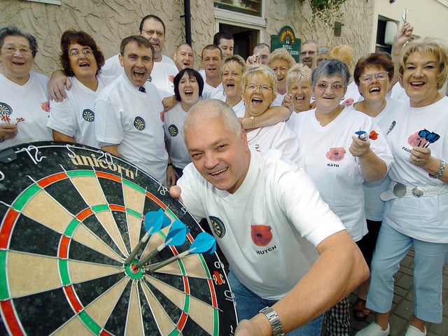 The British Legion in Scarborough have a 24 hour darts charity match.
Fundraiser George Hutchinson, front, leads the fun!