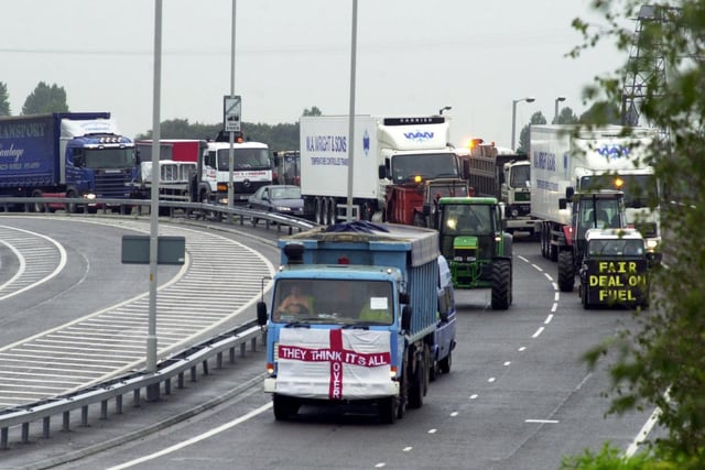 Fuel protesters make their point by holding up traffic on the A59 in Penwortham