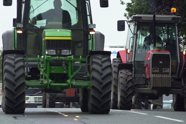 Farmers join a go slow convoy on the A59 in Penwortham heading towards Preston town centre