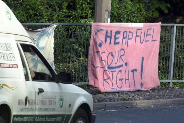Protesters message to all drivers at the Pointer roundabout, Lancaster