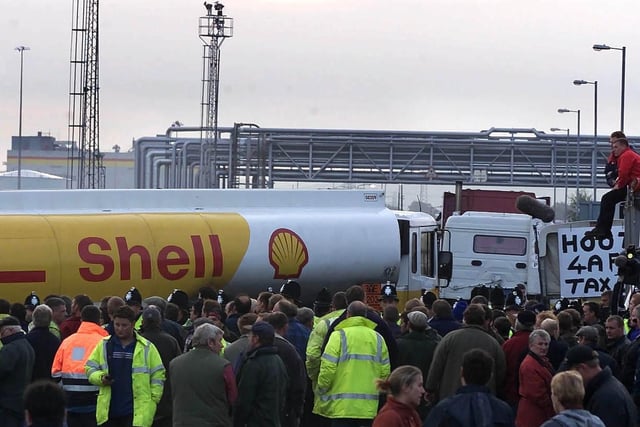 Lancashire lorry drivers joined protests at Stanlow Oil Refinery, in Cheshire
