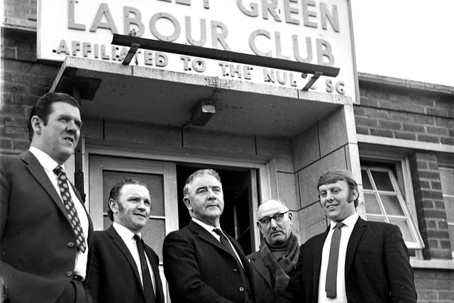 Miners union leader Joe Gormley, middle, visits Hindley Green Labour Club in 1972