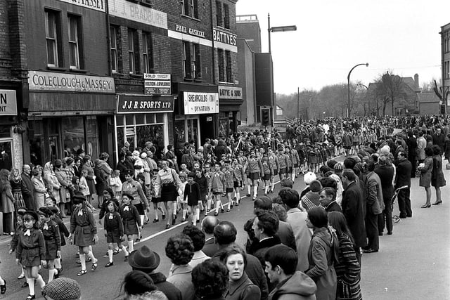 The St George's Day parade in Wigan in 1972