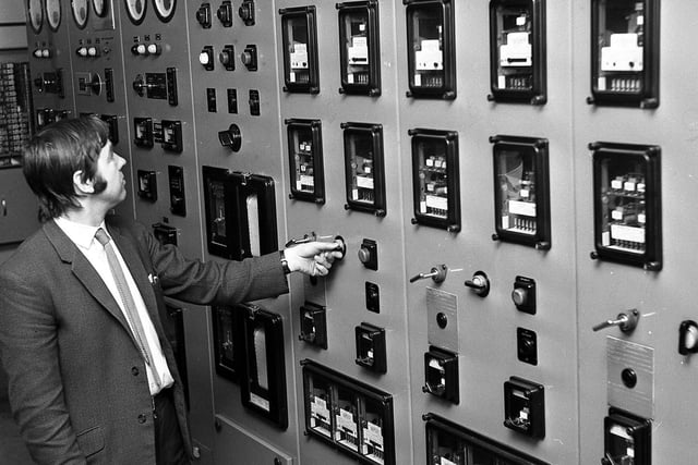 A peek inside the workings of an electricity sub station in Wigan in 1972
