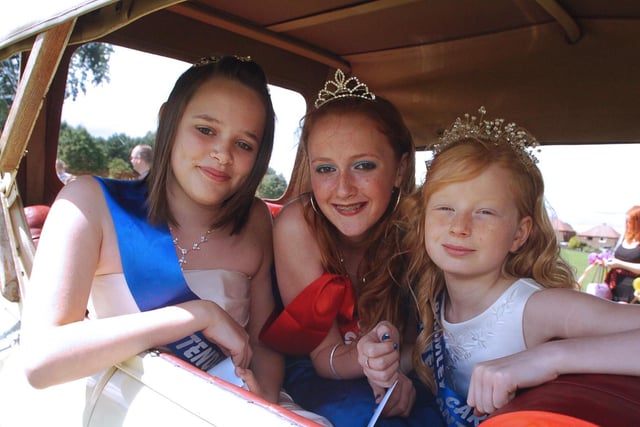 Carnival Queens, Kerry Cromack 13, Charlotte Crossley 12 and Laura Pearson, 10, in 2008.