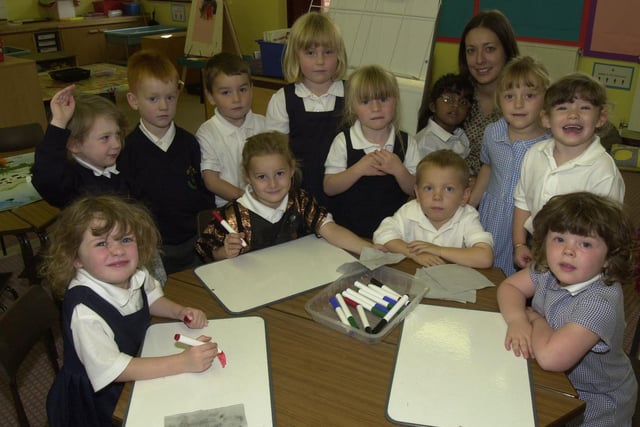 St Peter's RC Primary School in 2002, Joanne Sykes pictured with the afternoon new starters.