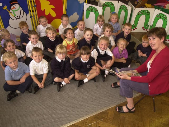 Hinderwell School in 2002, with Susan Robinson.