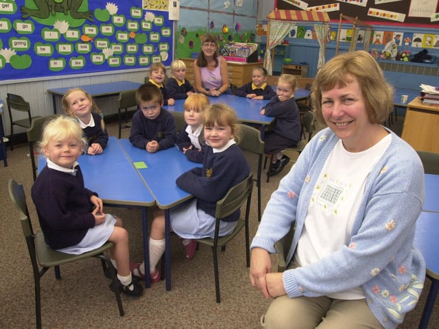 Snainton School in 2002, with teacher Helen Atherton (front) and Teaching Assistant Robina Kershaw (back).