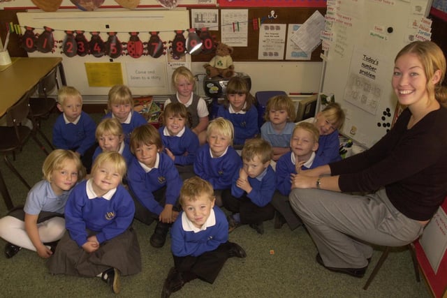 Hertford Vale Primary School in 2003, Kathryn Tweedale pictured with the Reception Red Class.
