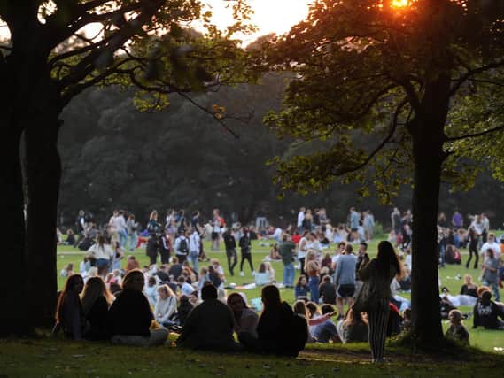 Students were spotted gathering to celebrate on Woodhouse Moor tonight
