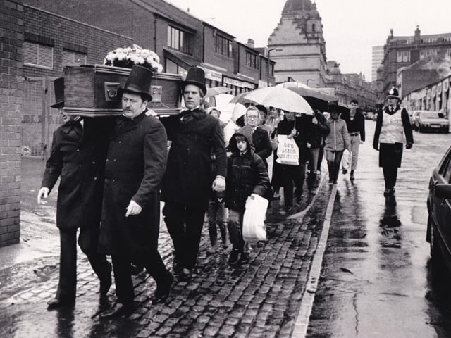 October 1986 and traders delivered a petition signed by 250,000 people to council chiefs opposing the plans - and they carried it in a coffin.