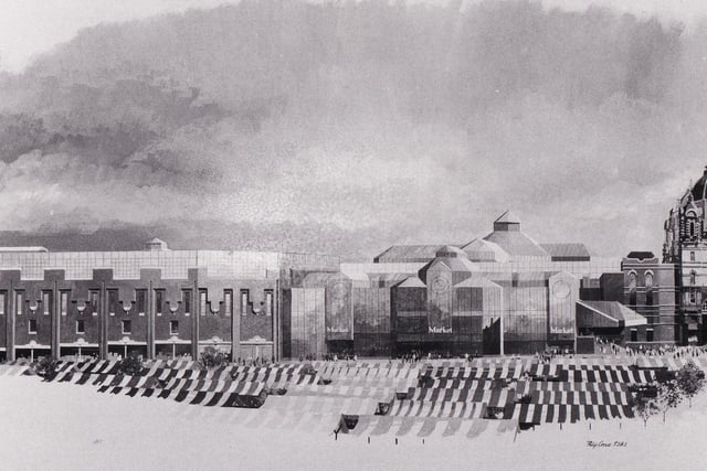 An artist's impression in December 1987 shows the outside of the proposed redevelopment scheme.