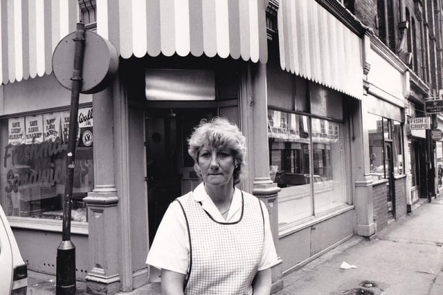 This is Andrea Heaton picured in June 1986 whose sandwich shop on New York Street was threatened with closure.