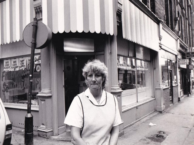 This is Andrea Heaton pictured in June 1986 whose sandwich shop on New York Street was threatened with closure.