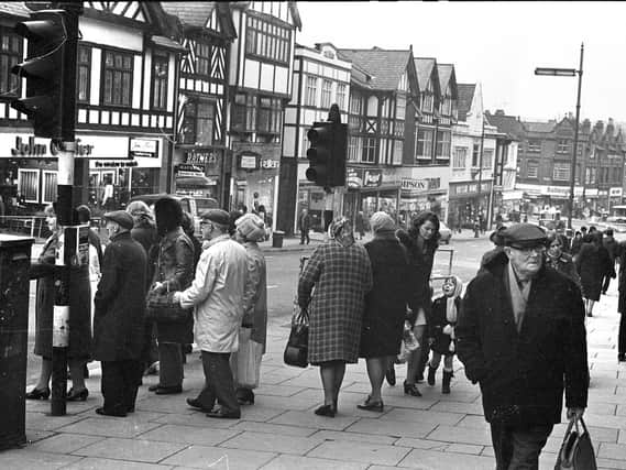 Views of the busy shopping areas in Wigan 1973