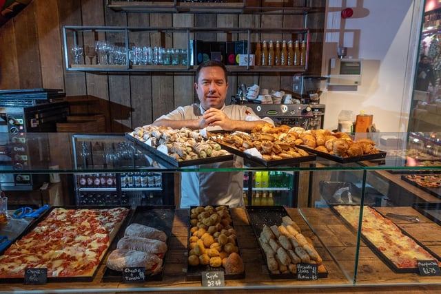 "I go here every couple of weeks when I spend a day working in Leeds and have yet to have a bad slice of pizza. Their coffee is good too."