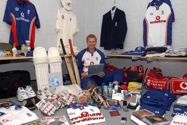 Yorkshire cricketer Matthew Hoggard pictured with items he needs to take on tour with England.