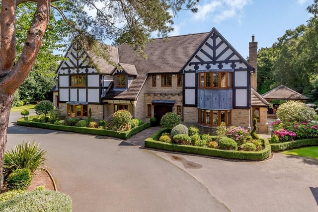 The Manor in Alwoodley has a whopping seven bedrooms, seven bathrooms an indoor swimming pool and gym and a detached triple garage with an apartment above.