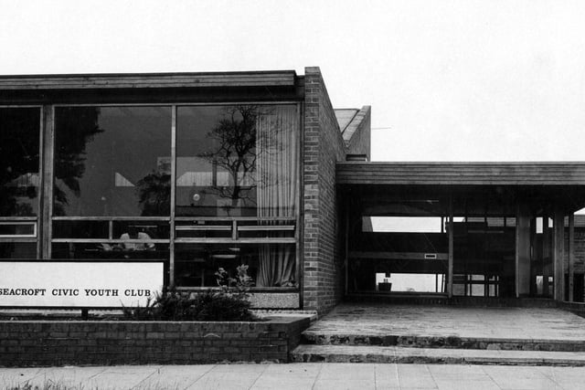 Close up the main entrance to Seacroft Civic Youth Club. Circa 1967.