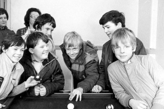 The opening of South Gipton Community Centre in February 1984. It shows some of the young local residents enjoying a game of pool.
