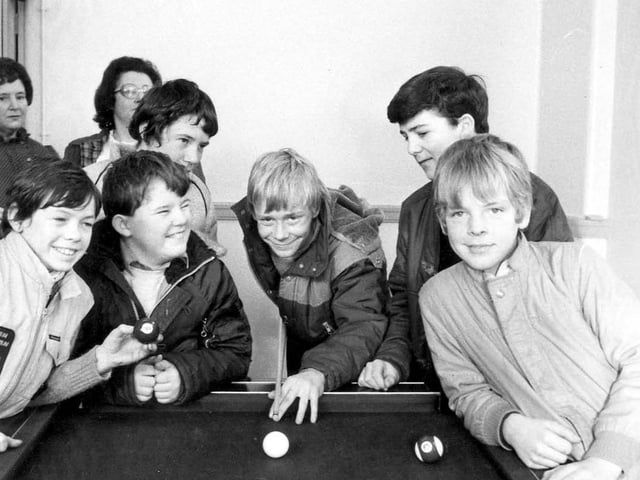 The opening of South Gipton Community Centre in February 1984. It shows some of the young local residents enjoying a game of pool.