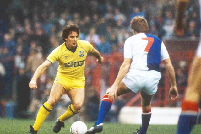 Frank Gray in action against Blackburn Rovers at Ewood Park in November 1983. The game fnished 1-1 with John Donnelly scoring for the Whites.