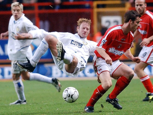 David Batty challenges Charlton Athletic's Scott Parker during the Barclaycard Premiership match at The Valley in November 2003.