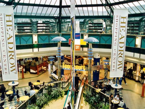 A view overlooking the food court from the top level.. Pictured in October 1999.