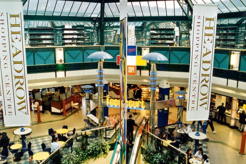 A view overlooking the food court from the top level.. Pictured in October 1999.